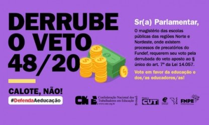 Participe da mobilização para derrubar vetos que impedem valorização da educação