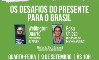 Conversas ADUFRGS: Desafio do presente para o Brasil é o tema da próxima quarta