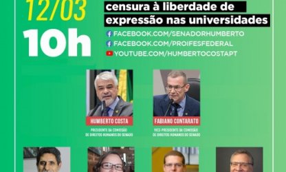 PROIFES participa de Live da CDH do Senado sobre liberdade de expressão nas Universidades nesta sexta-feira (12) às 10h