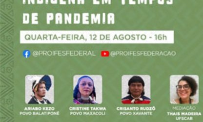 PROIFES debate saúde da população indígena em meio à pandemia na quarta-feira (12) às 16h